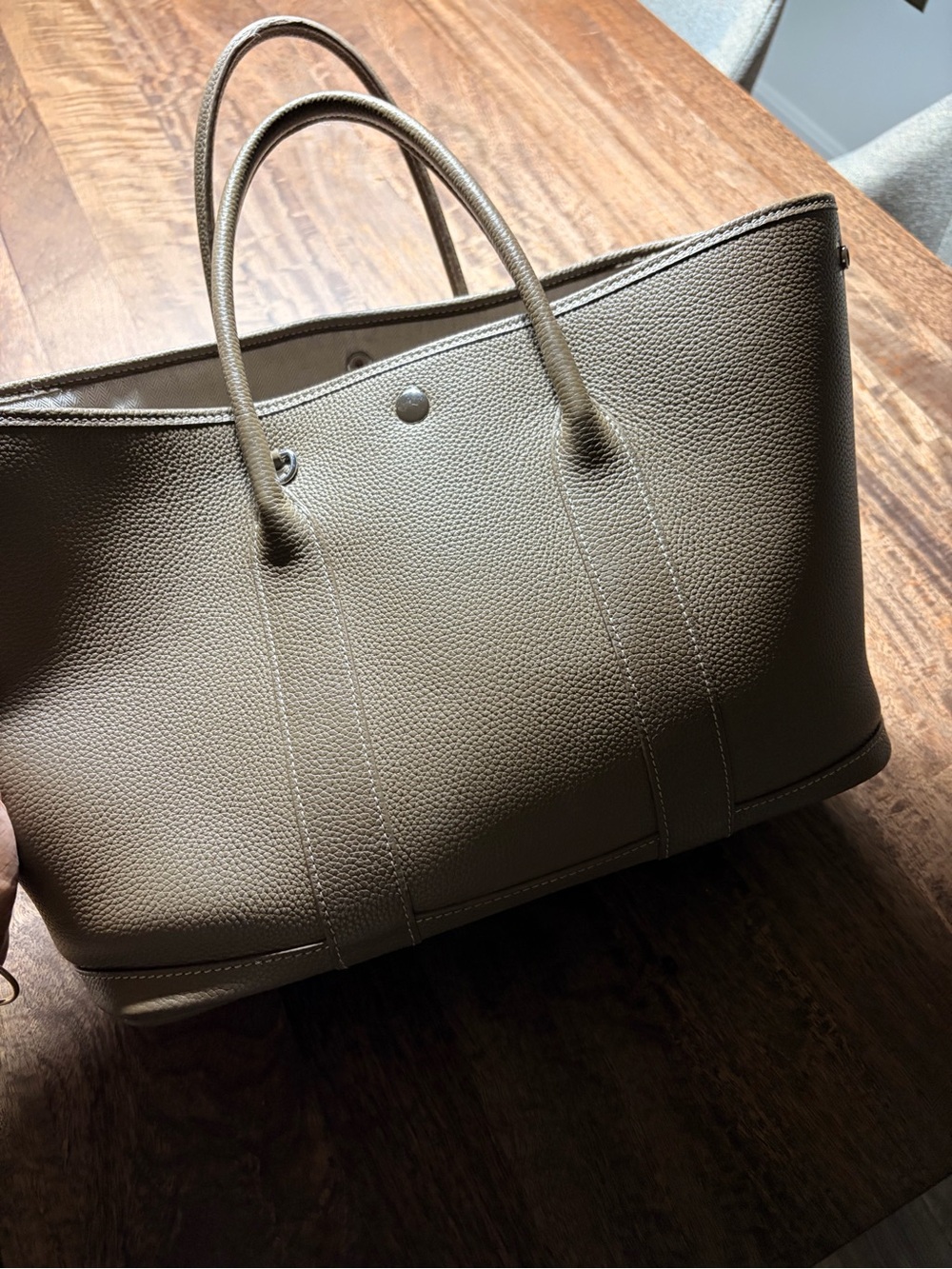 Men's Leather Tote Bag in Taupe - Classic Carryall